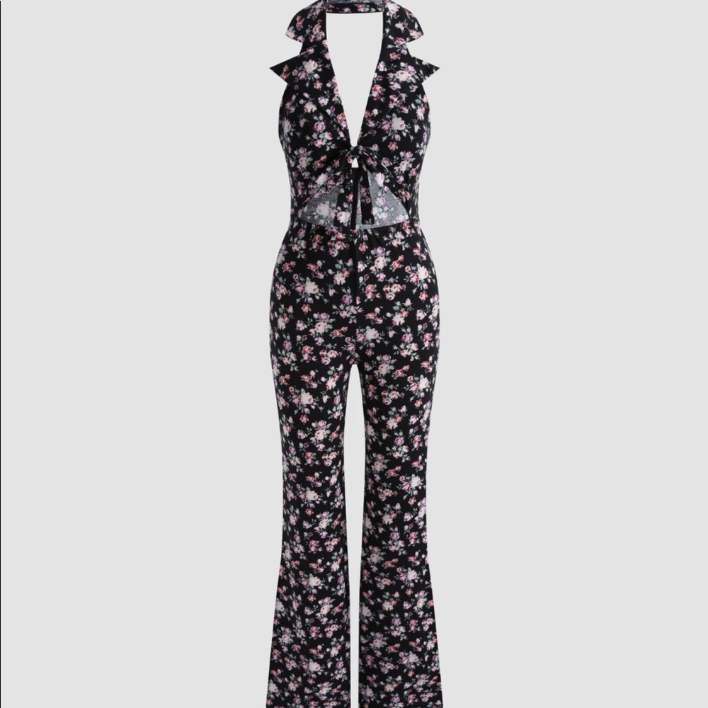 Floral halter jumpsuit
